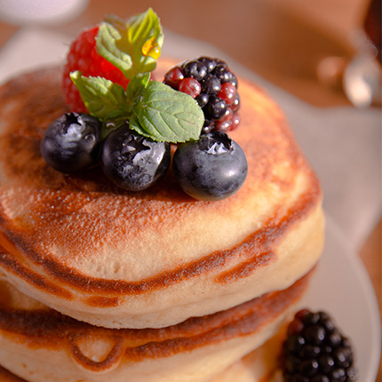 Multigrain Pancakes with Blackberry Maple Syrup