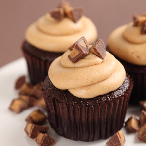 Peanut Butter Frosted Chocolate Cupcakes