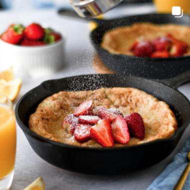instagram image of a dutch baby made with arrowhead mills products