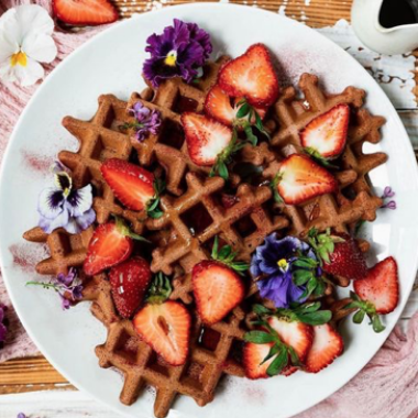instagram image of waffles made with arrowhead mills products
