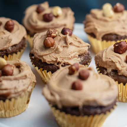 Peanut Butter Frosted Chocolate Chip Cupcakes